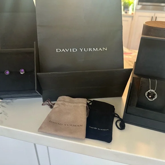 David Yurman Purple Stud Earrings Amethyst with sterling silver studs. - Picture 3 of 5